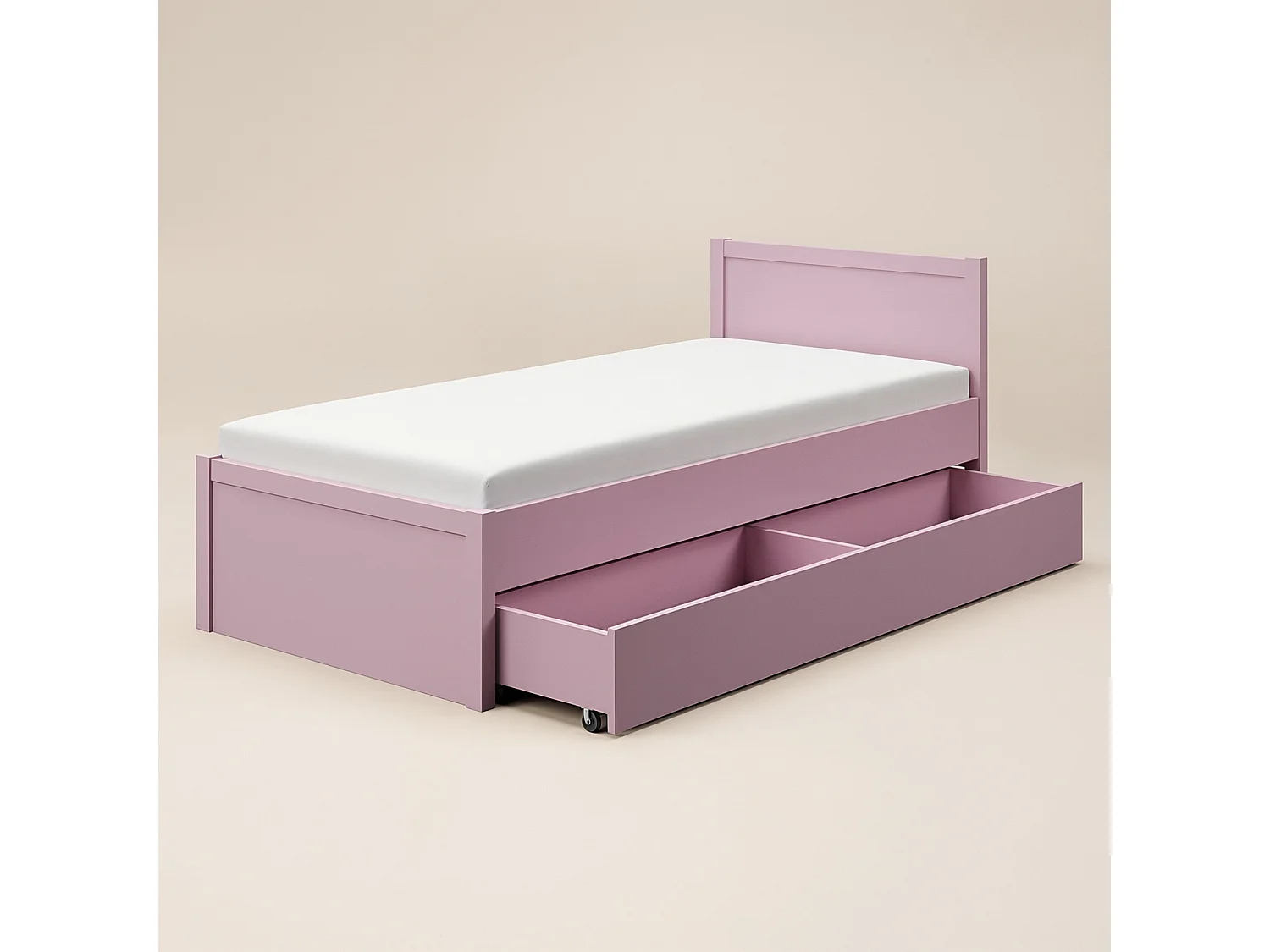 Flair Oli Single Wooden Bed with Drawers Pink