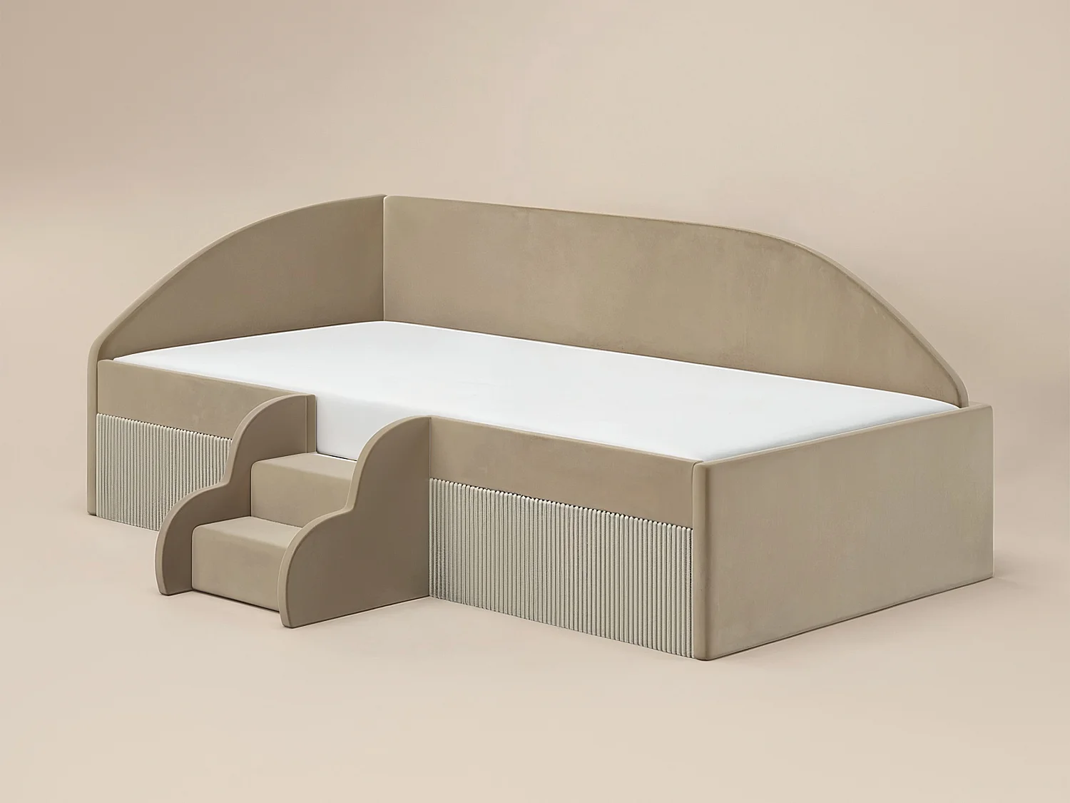 Flair Aviana Beige Velvet Low Sleeper Bed with Beige Cord