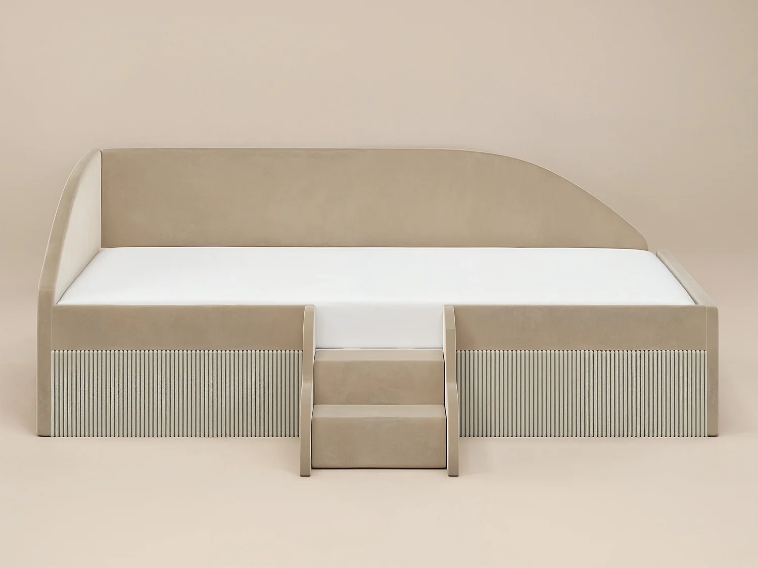 Flair Aviana Beige Velvet Low Sleeper Bed with Beige Cord