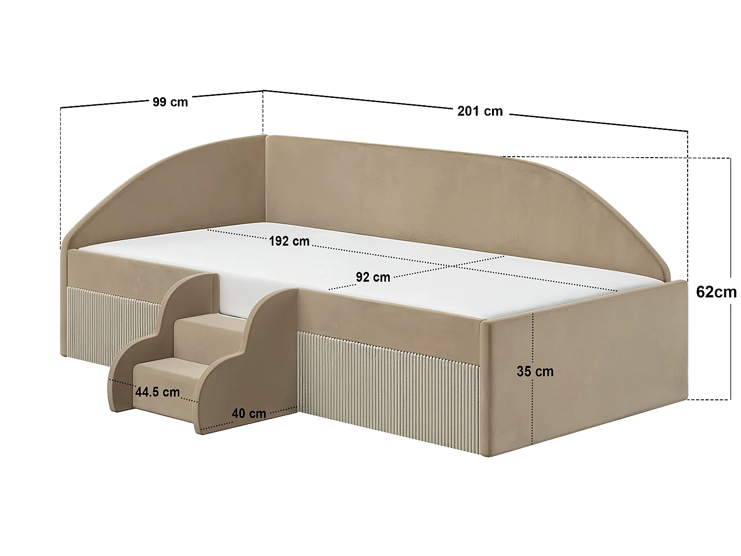 Flair Aviana Beige Velvet Low Sleeper Bed with Beige Cord