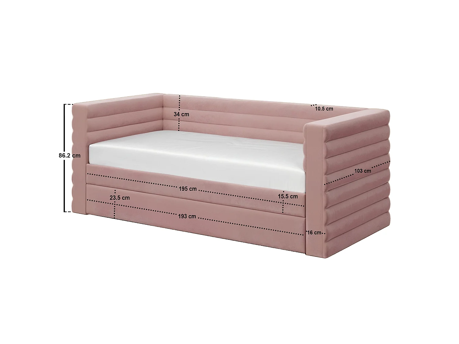 Flair Yuma Velvet Guest Bed Pink