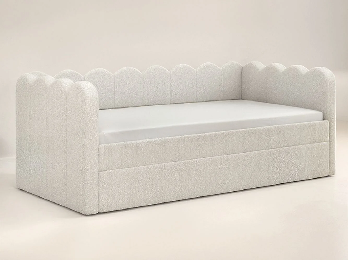 Flair Esme Cloud Day Bed with Trundle Beige Boucle