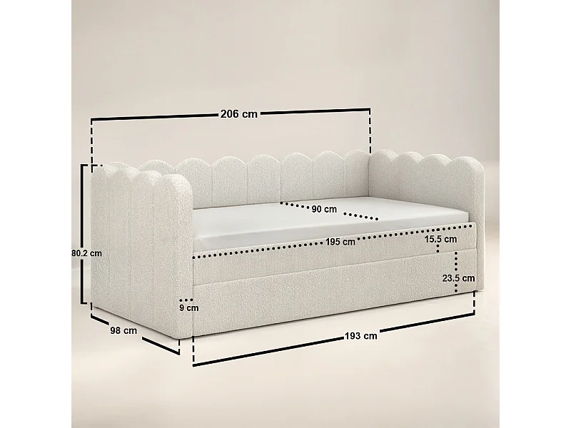 Flair Esme Cloud Day Bed with Trundle Beige Boucle