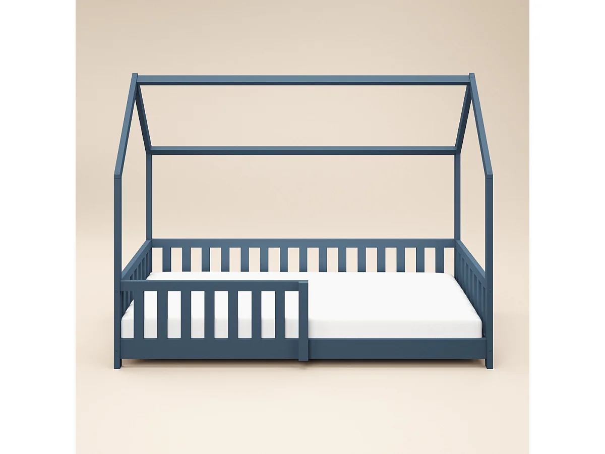 Flair Explorer Single Play House Floor Bed with Rails Wooden Navy