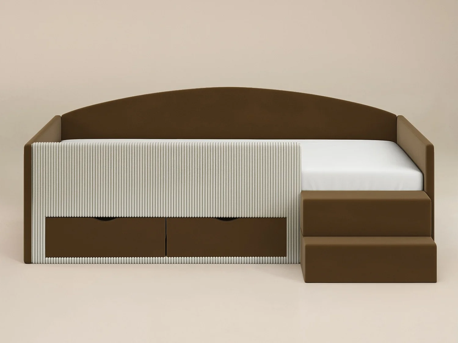 Flair Elisa Brown Velvet Storage Low Sleeper Bed with Beige Cord