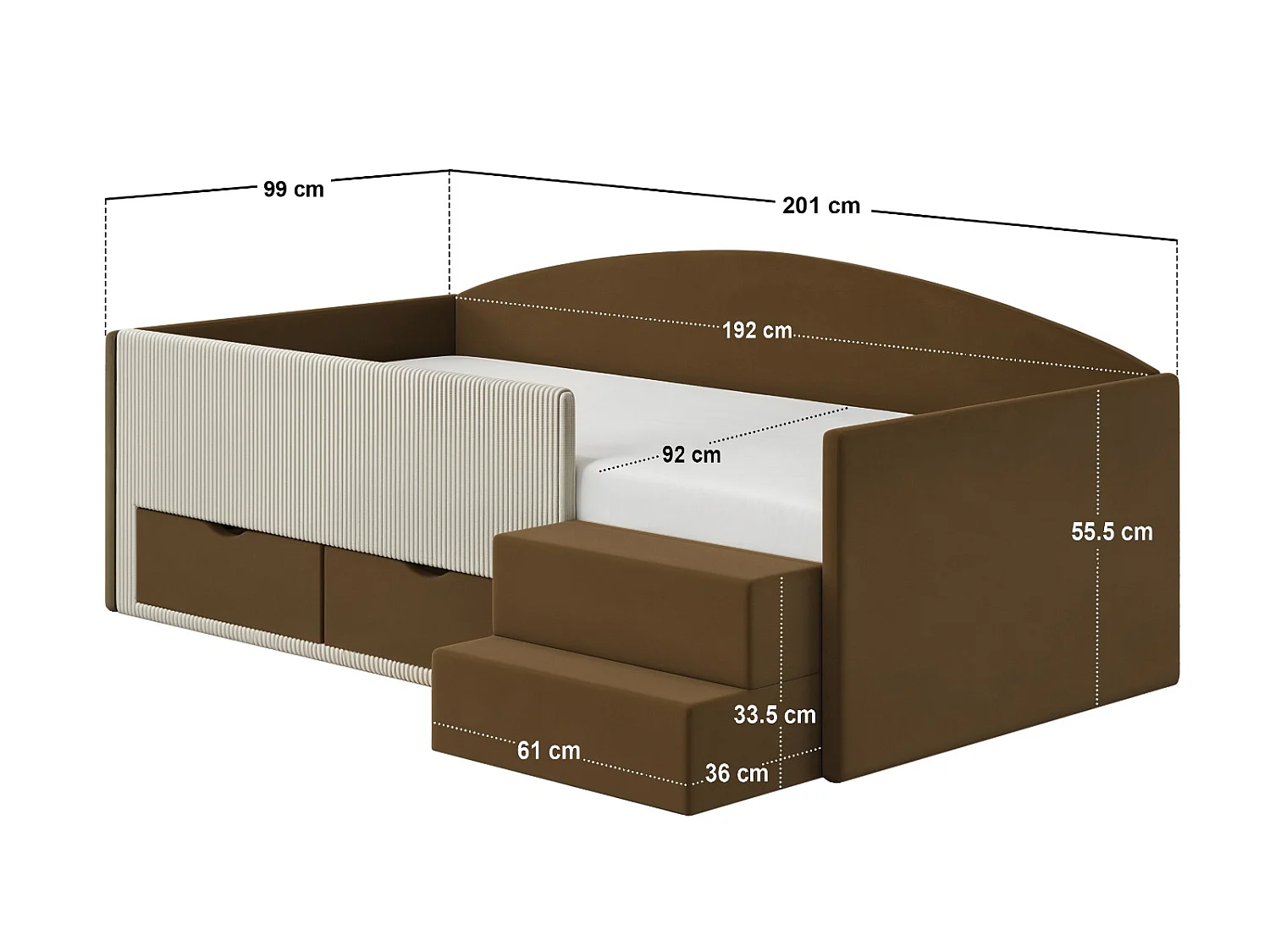 Flair Elisa Brown Velvet Storage Low Sleeper Bed with Beige Cord
