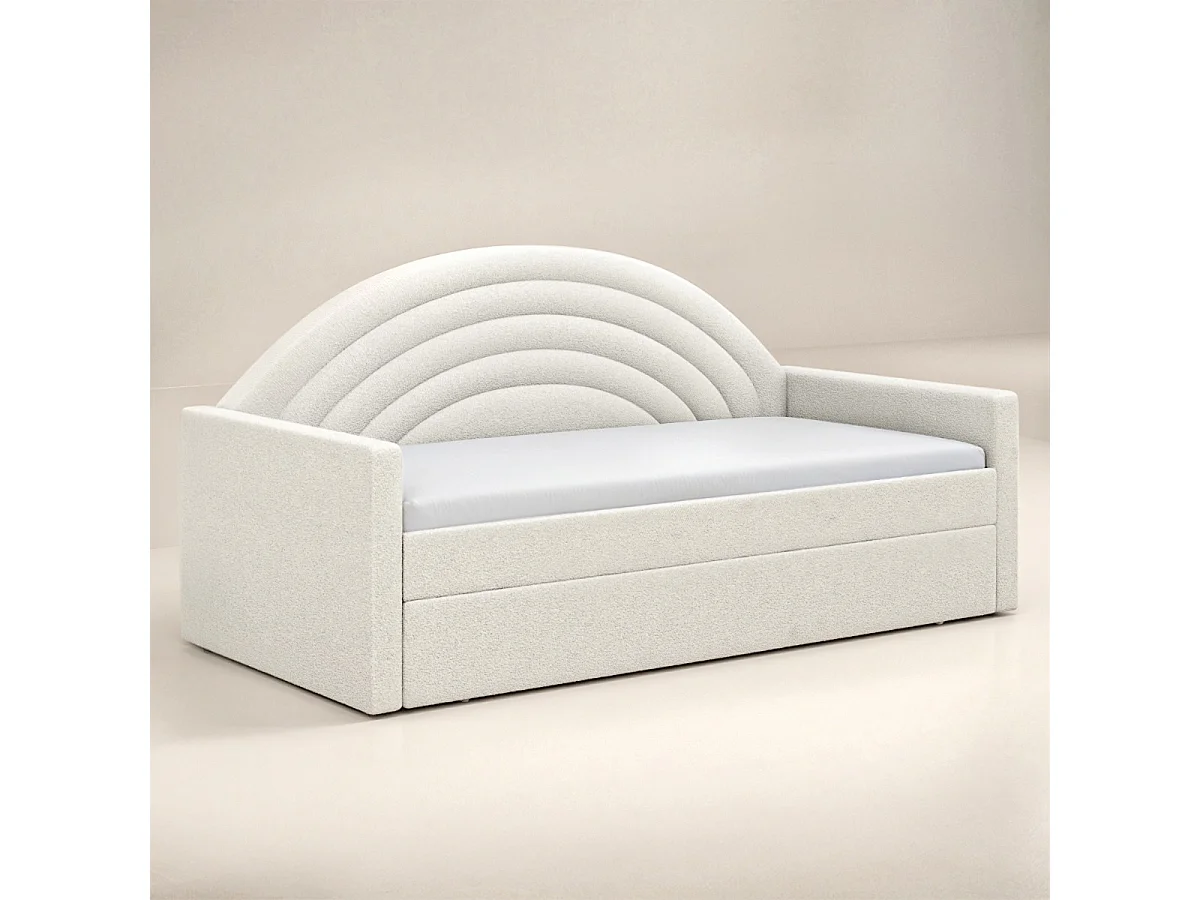 Flair Noa Rainbow Day Bed with Trundle Beige Teddy Fabric