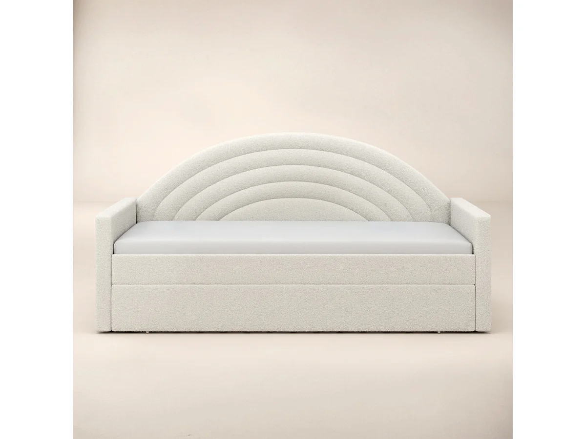 Flair Noa Rainbow Day Bed with Trundle Beige Teddy Fabric