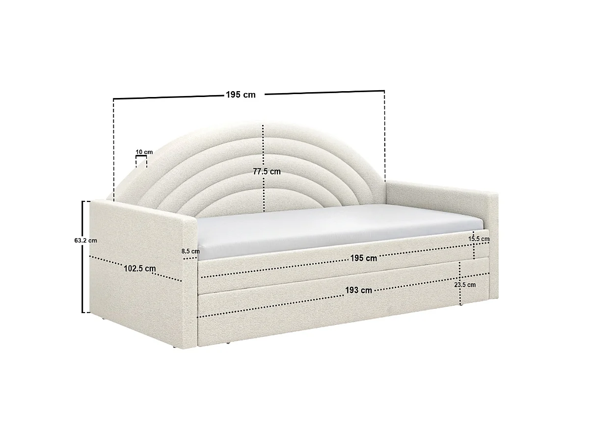Flair Noa Rainbow Day Bed with Trundle Beige Teddy Fabric