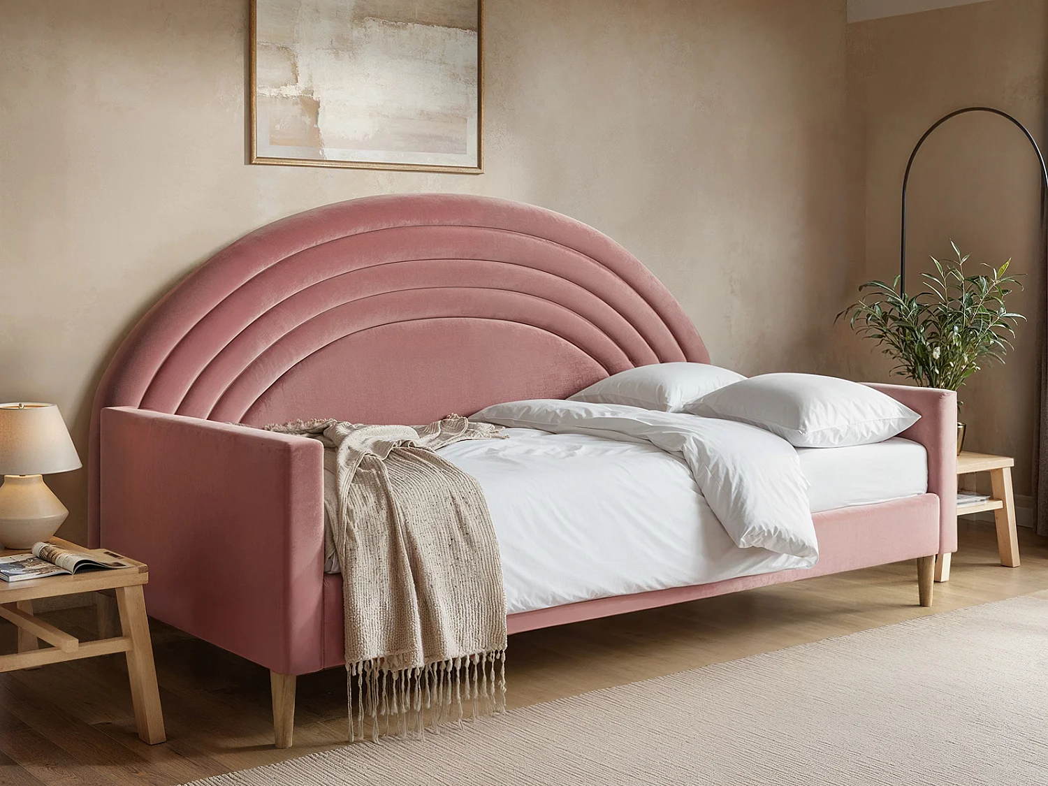 Flair Noa Rainbow Day Bed Pink Velvet