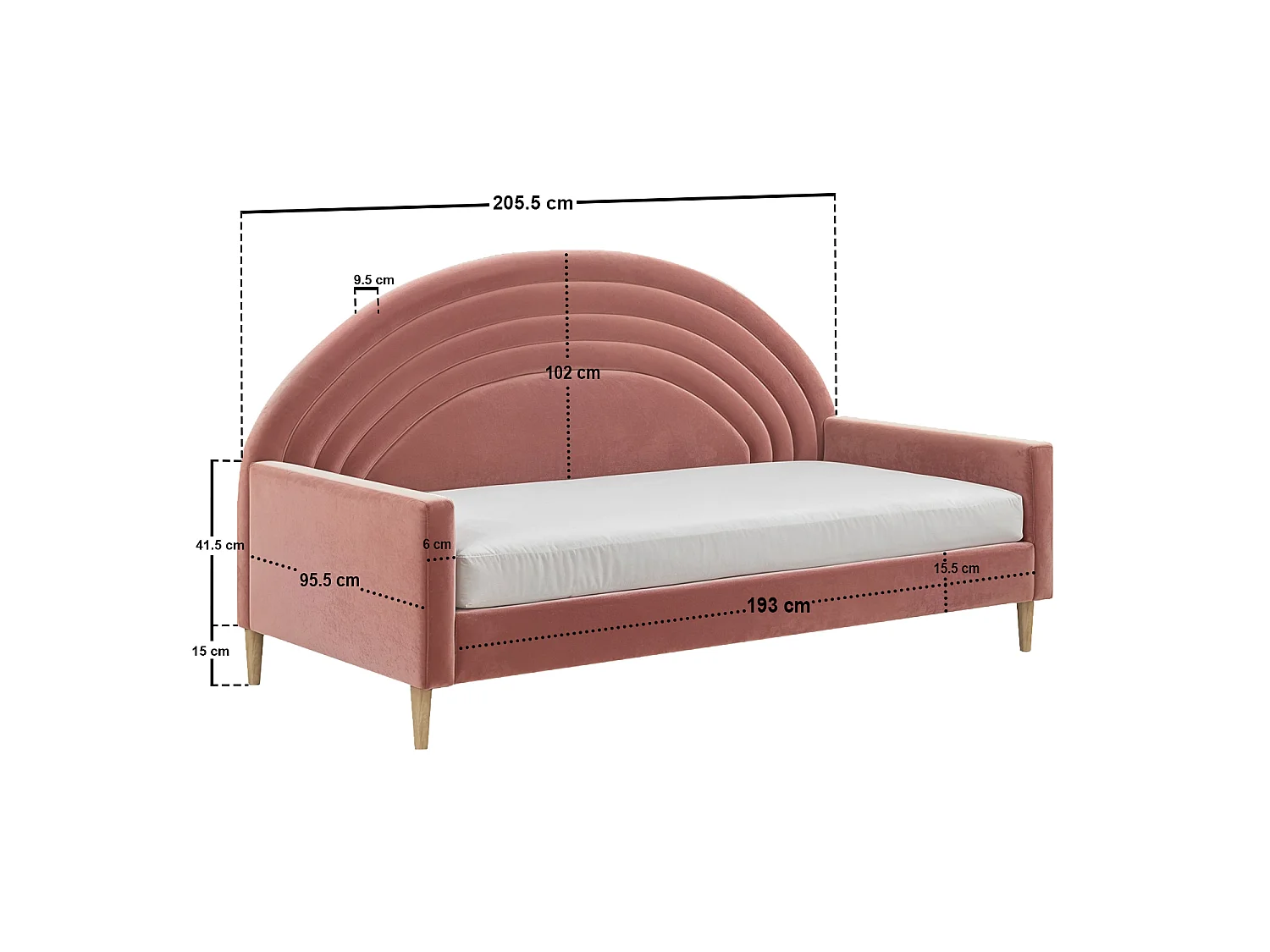 Flair Noa Rainbow Day Bed Pink Velvet