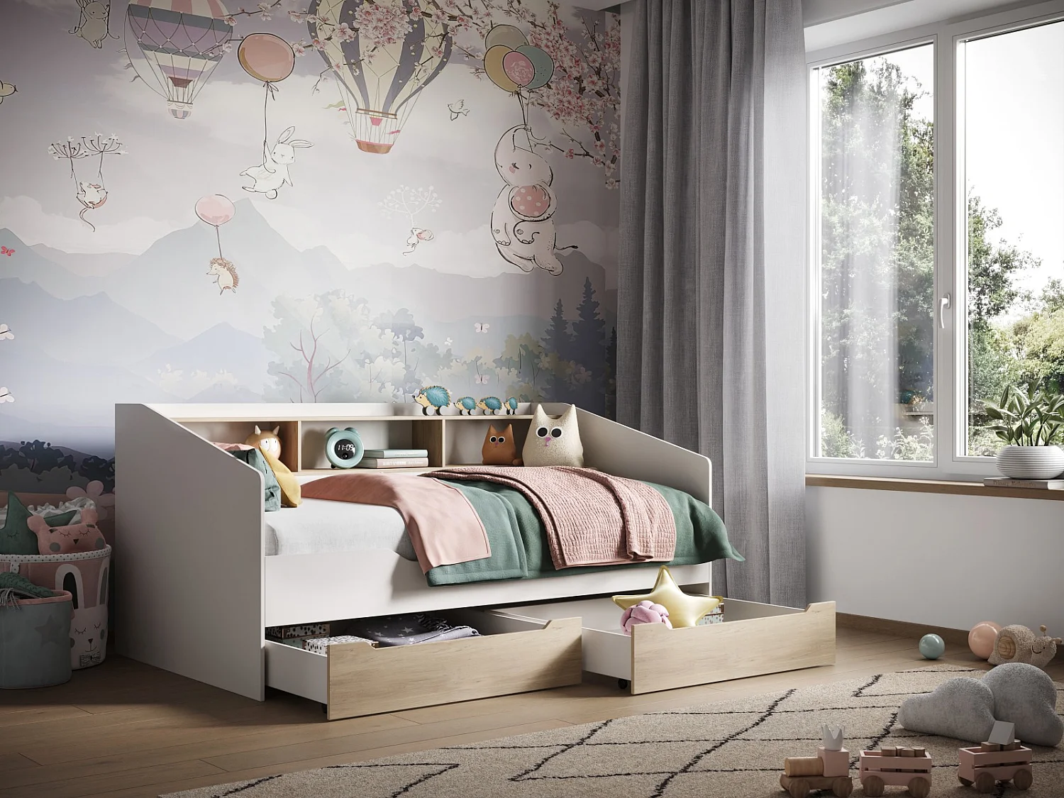Flair Leni Day Bed White and Oak