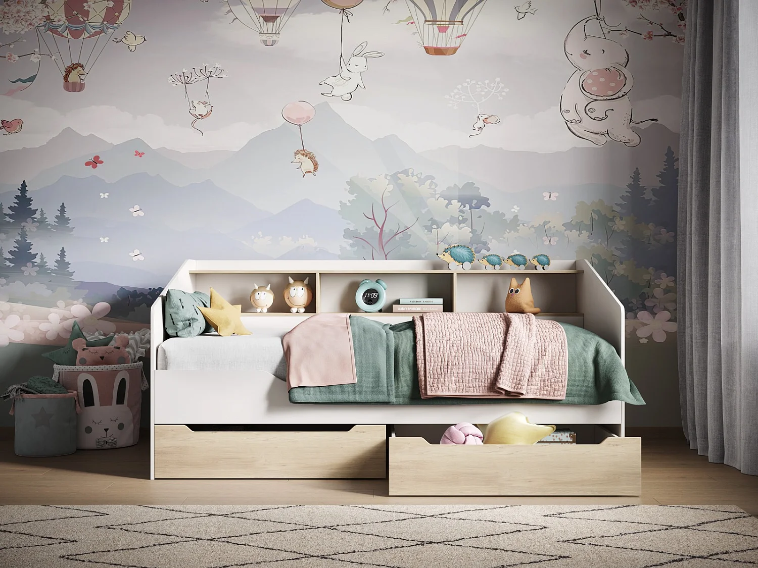 Flair Leni Day Bed White and Oak