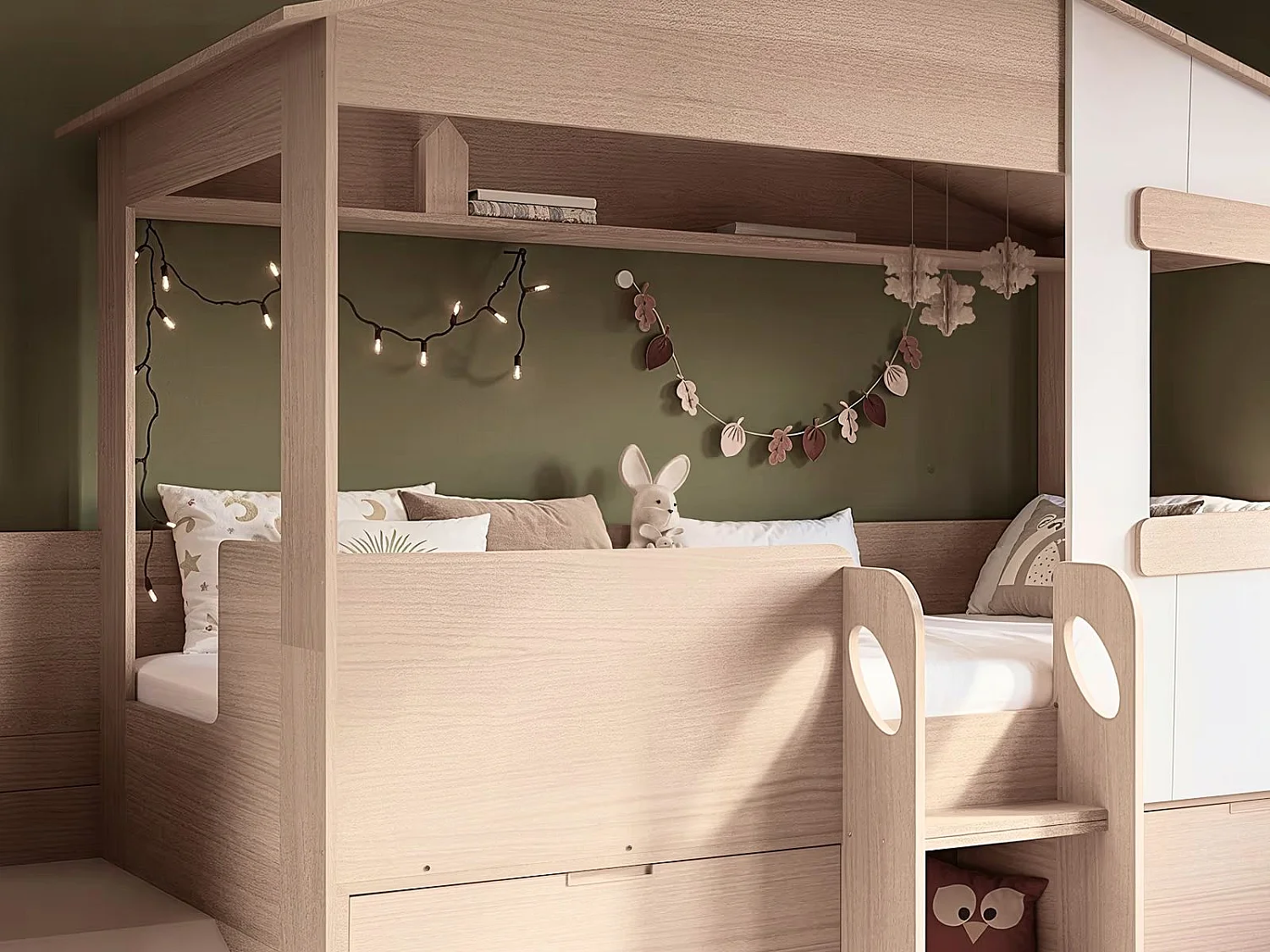 Flair Dreamland House Midsleeper with Slide and Storage Oak