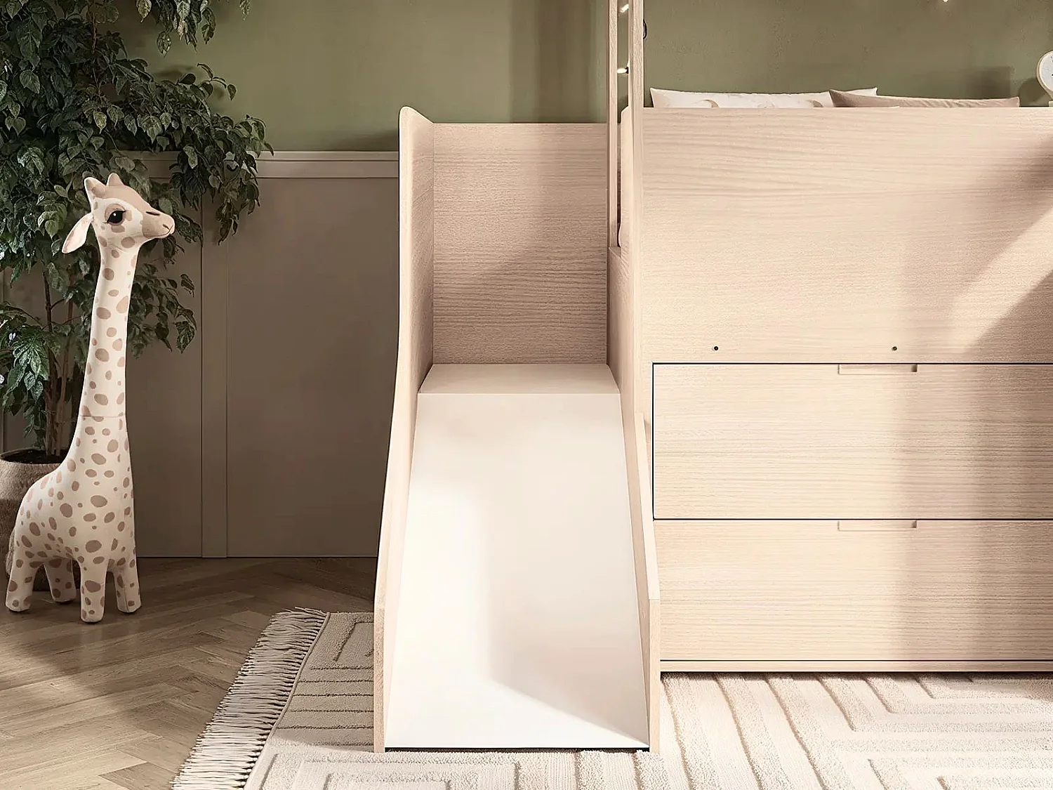 Flair Dreamland House Midsleeper with Slide and Storage Oak