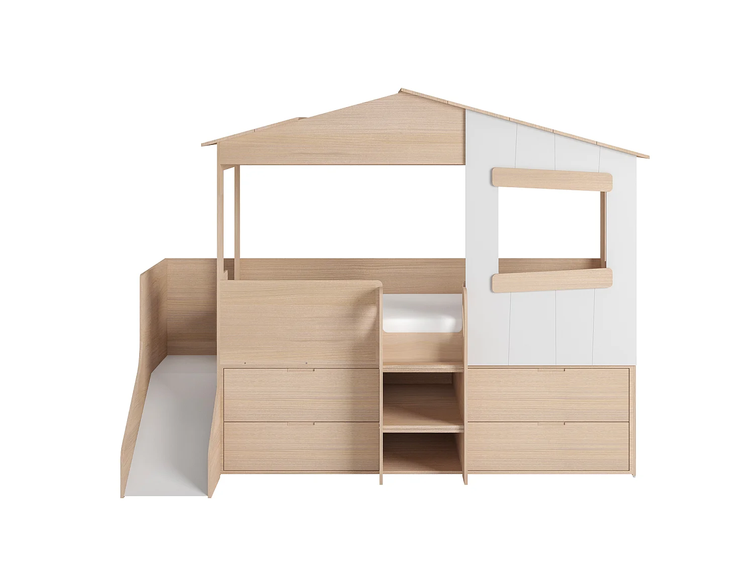 Flair Dreamland House Midsleeper with Slide and Storage Oak
