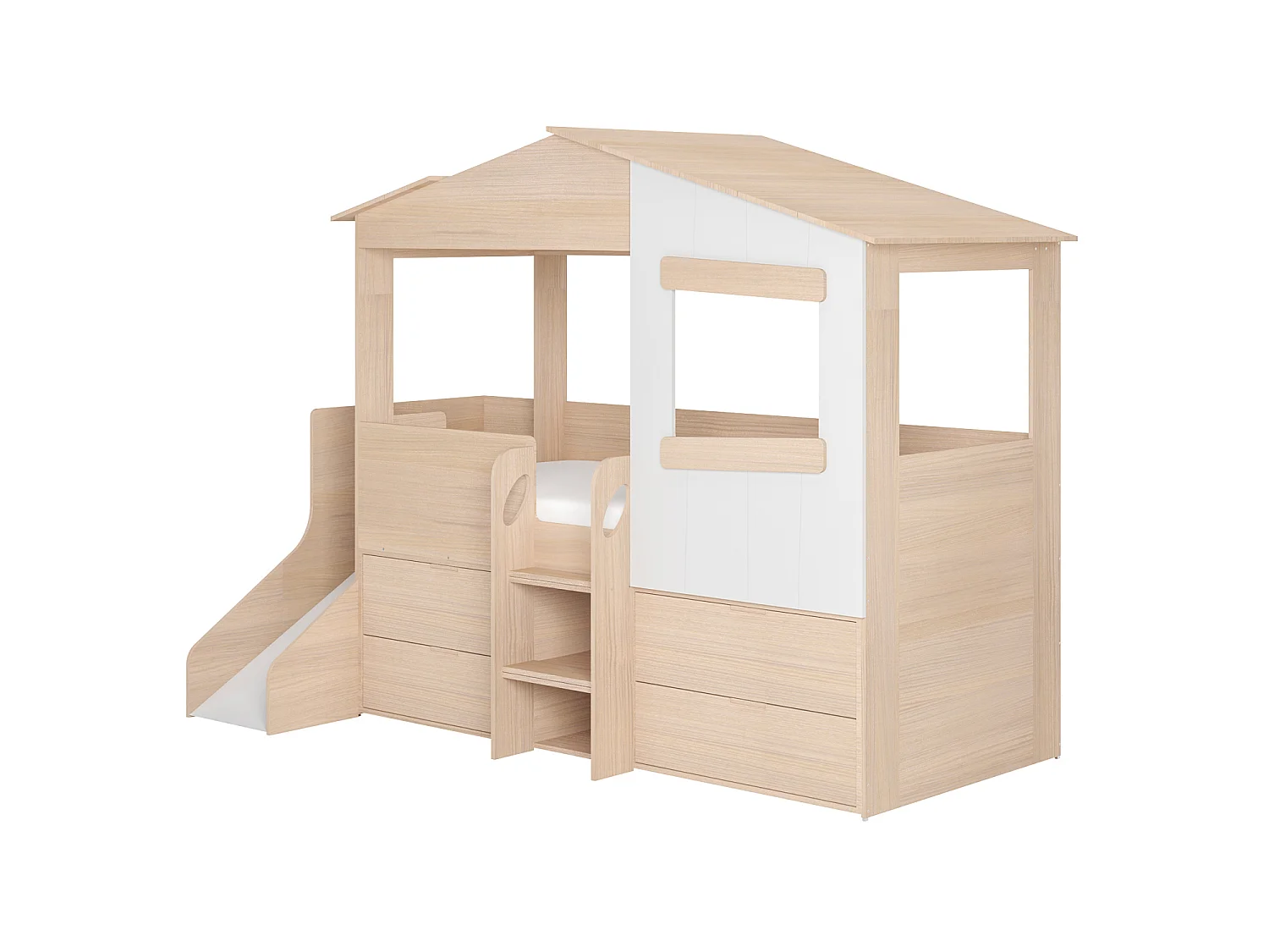 Flair Dreamland House Midsleeper with Slide and Storage Oak