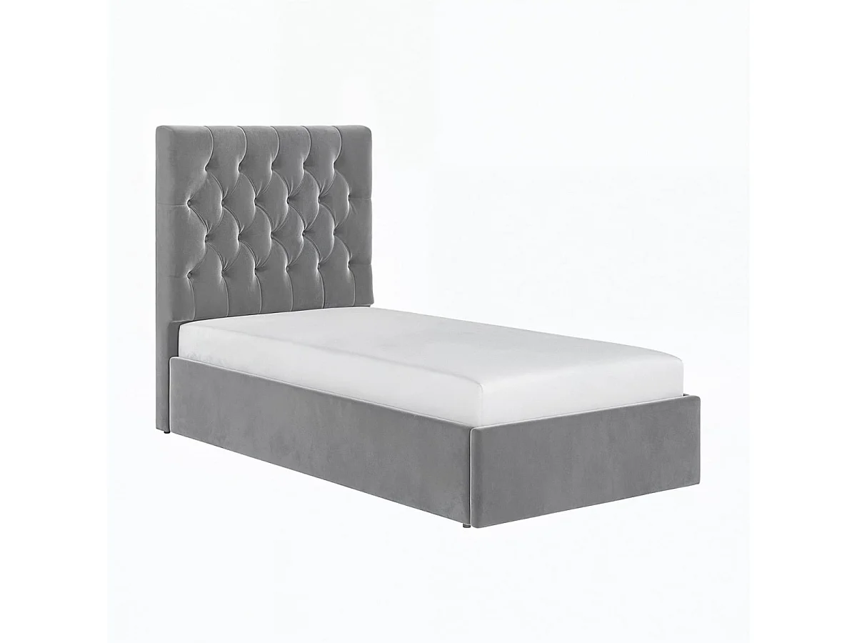 Flair Milan Single Velvet Ottoman Bed Grey
