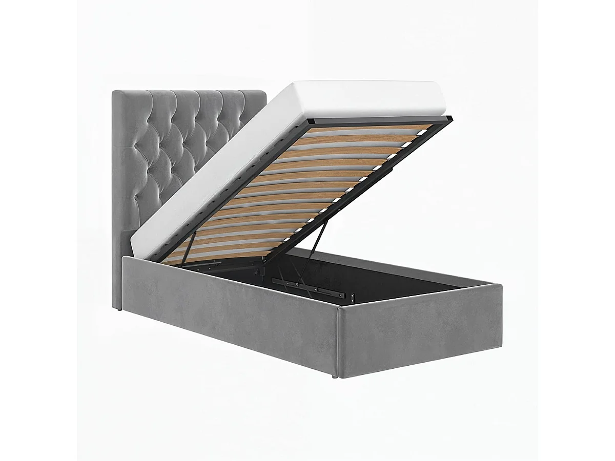 Flair Milan Single Velvet Ottoman Bed Grey