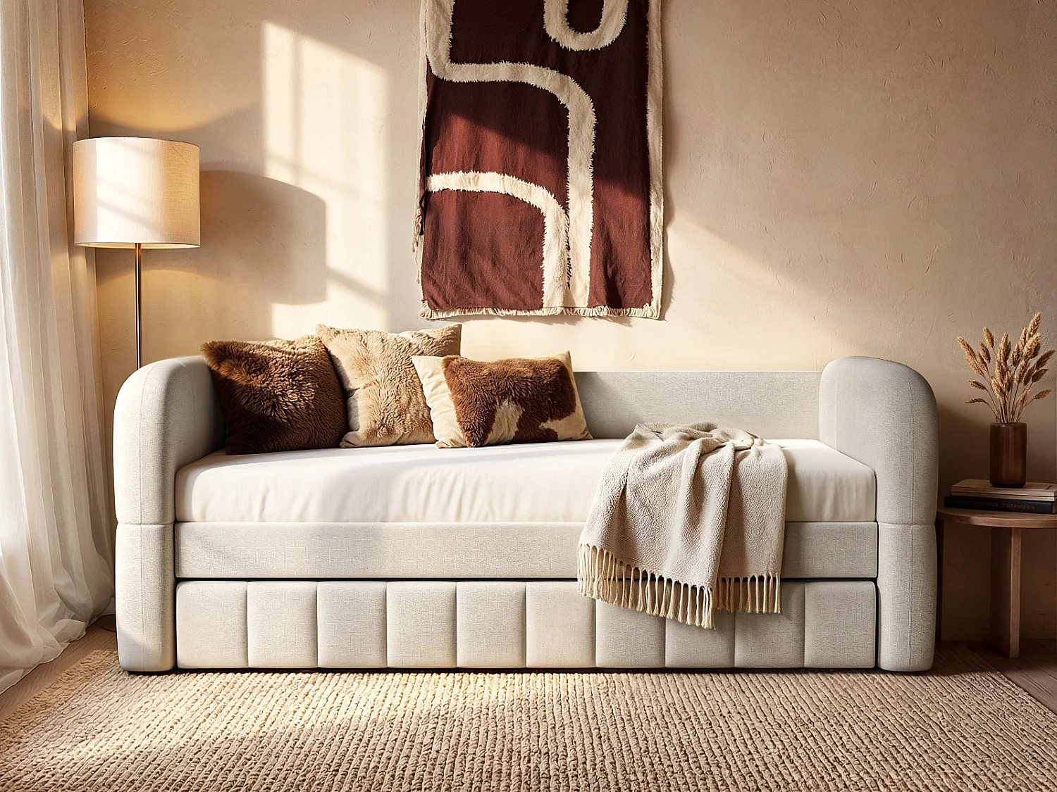 Flair Livia Day Bed with Trundle Cream
