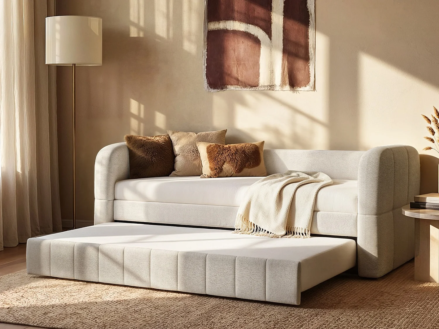 Flair Livia Day Bed with Trundle Cream