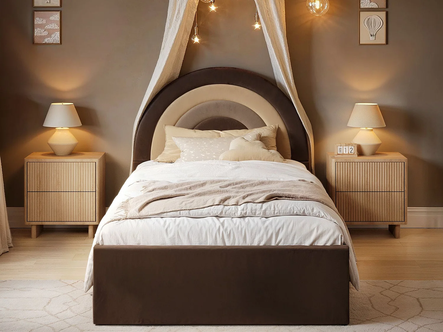 Flair Ava Single Ottoman Bed Brown Velvet