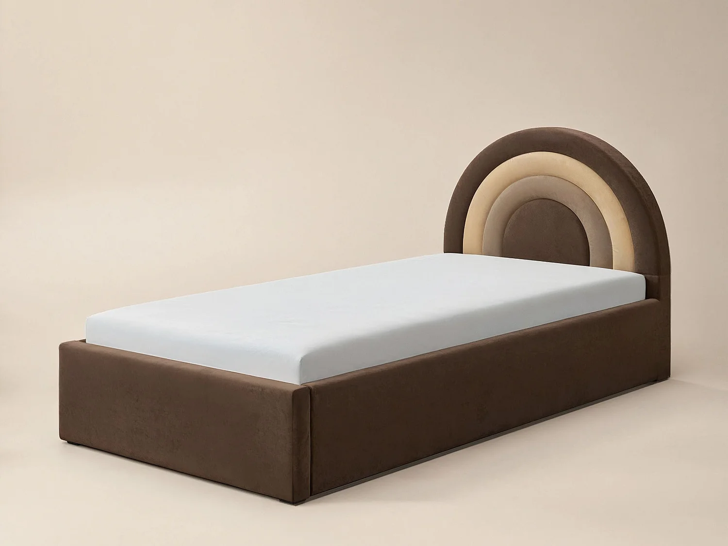 Flair Ava Single Ottoman Bed Brown Velvet
