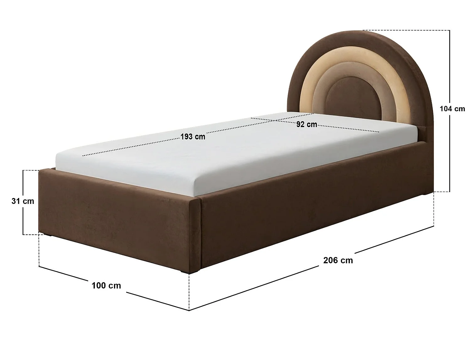 Flair Ava Single Ottoman Bed Brown Velvet