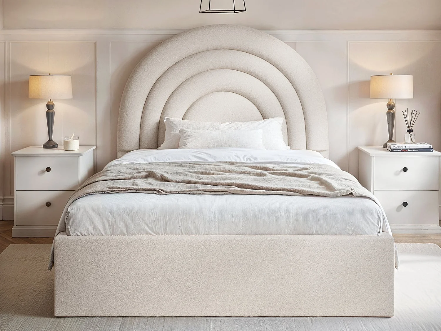Flair Ava Small Double Ottoman Bed Cream Boucle