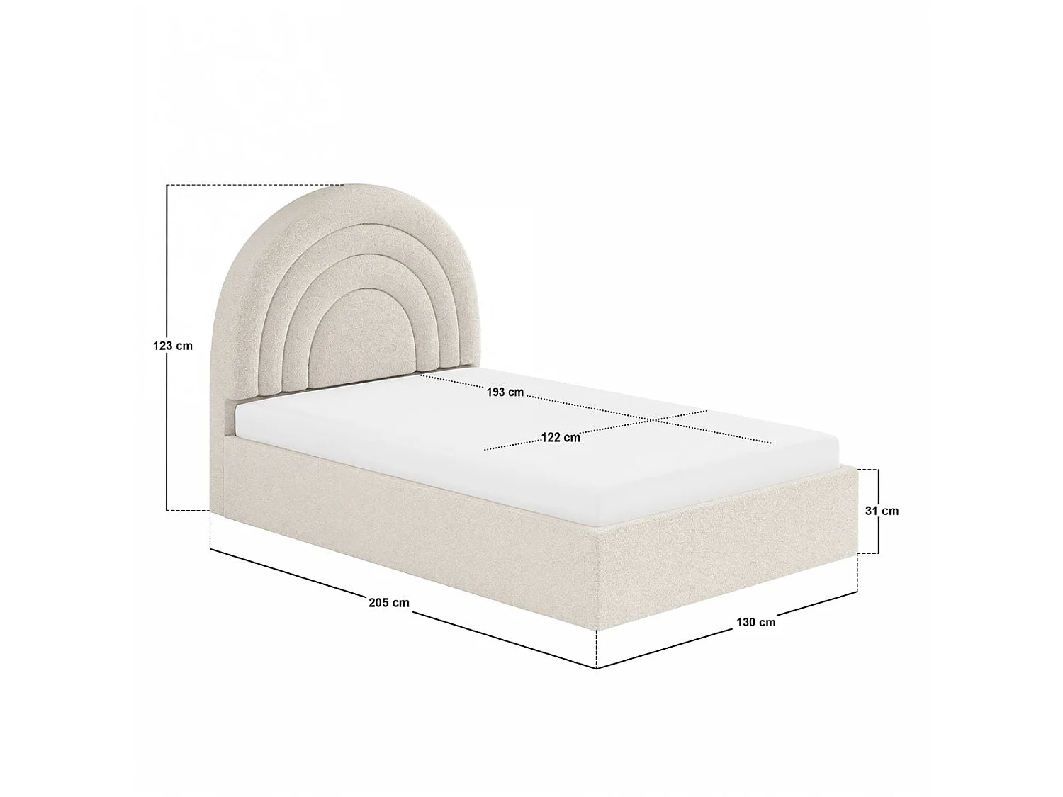 Flair Ava Small Double Ottoman Bed Cream Boucle