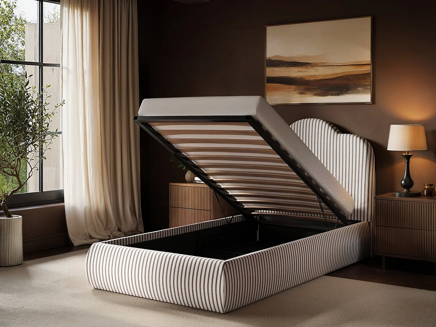 SOLACE+CO Skylynn Cloud Ottoman Single Bed Brown