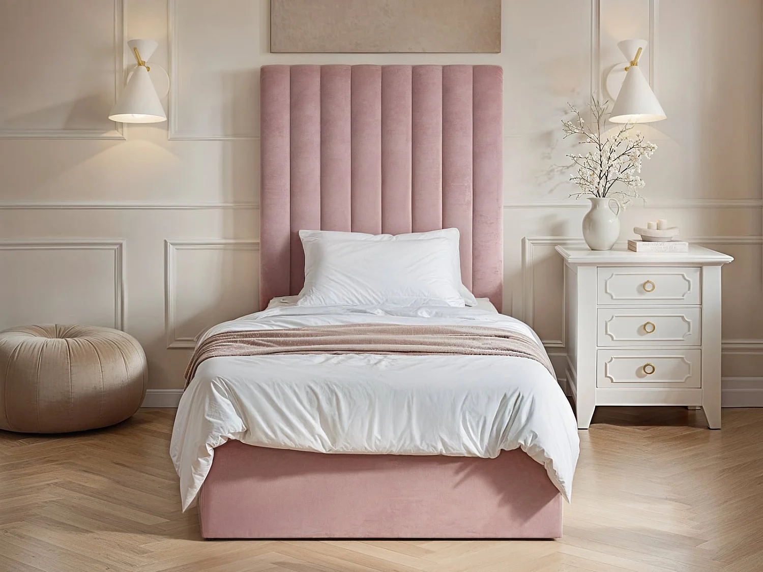 Flair Everley Single Ottoman Bed Pink Velvet