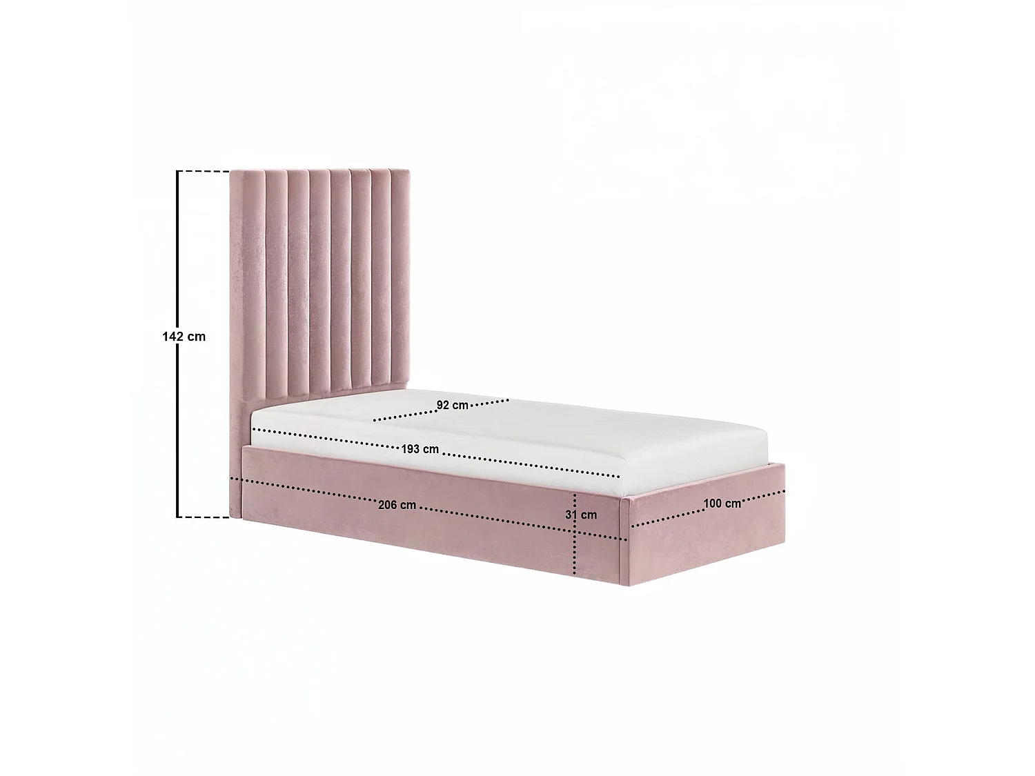 Flair Everley Single Ottoman Bed Pink Velvet