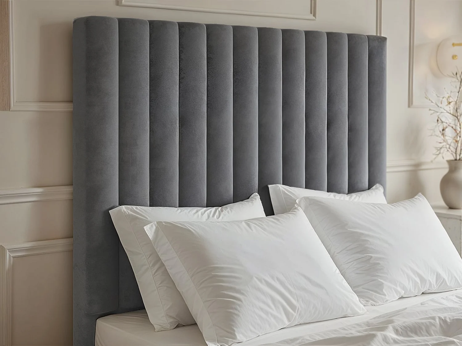 Flair Everley Ottoman Bed Grey Velvet Double