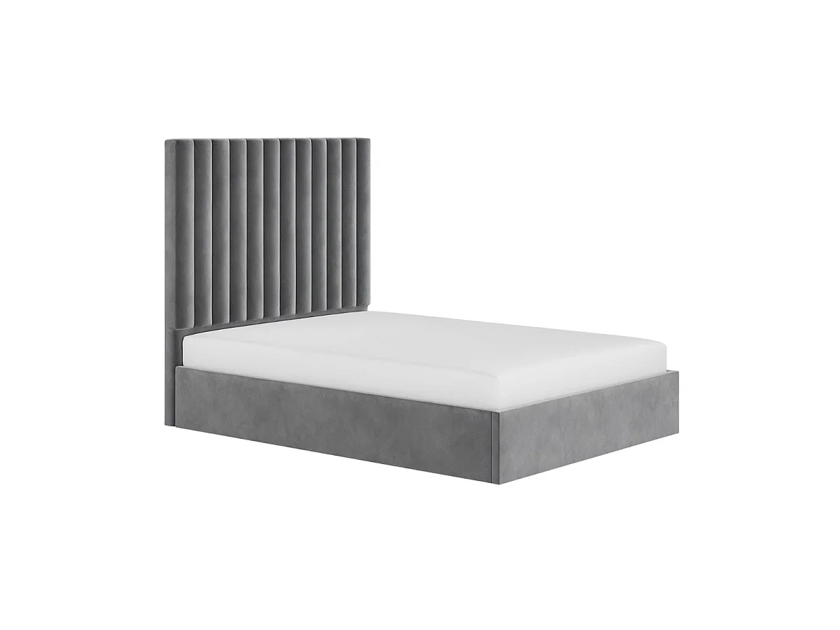 Flair Everley Ottoman Bed Grey Velvet Double