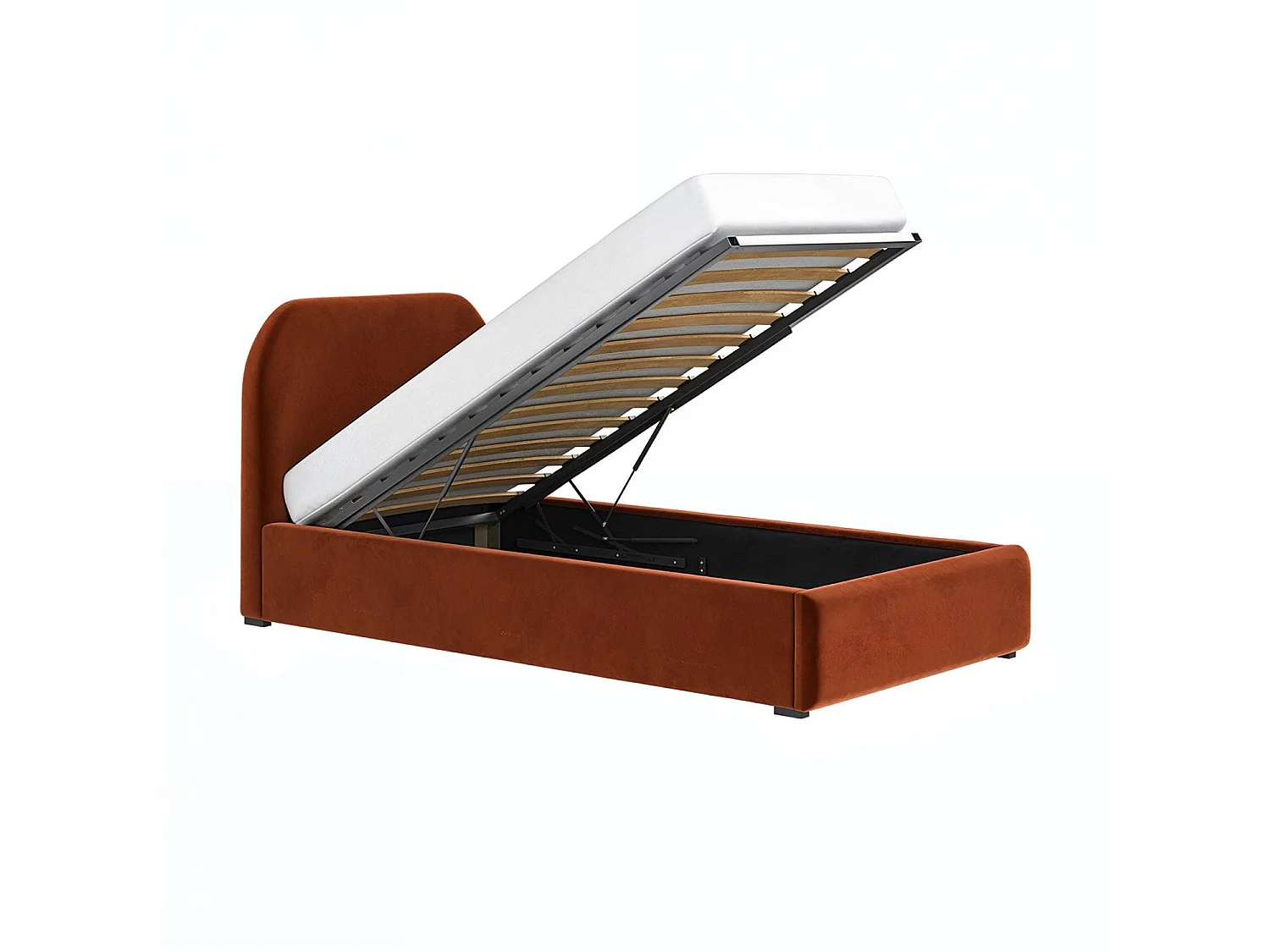 Flair Alba Single Ottoman Bed Orange Velvet