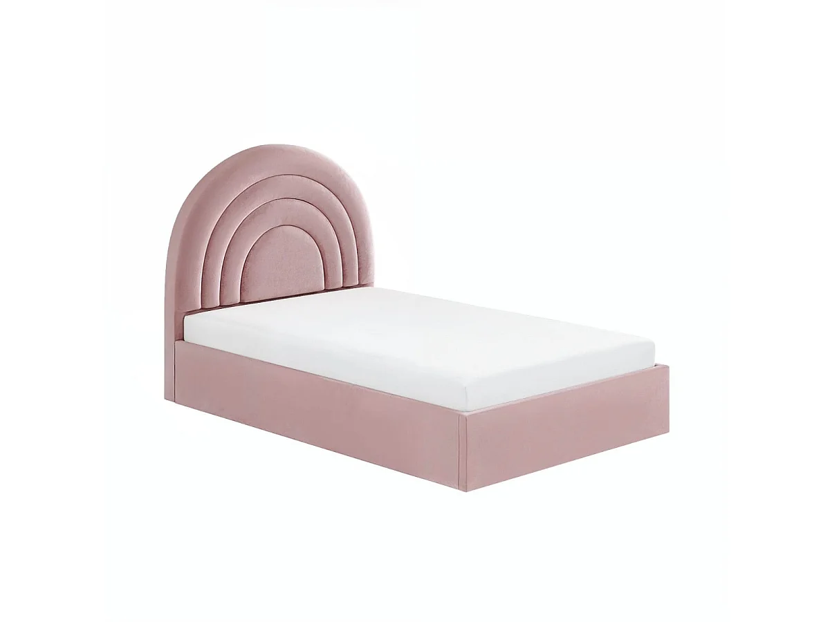 Flair Ava Small Double Ottoman Bed Pink Velvet