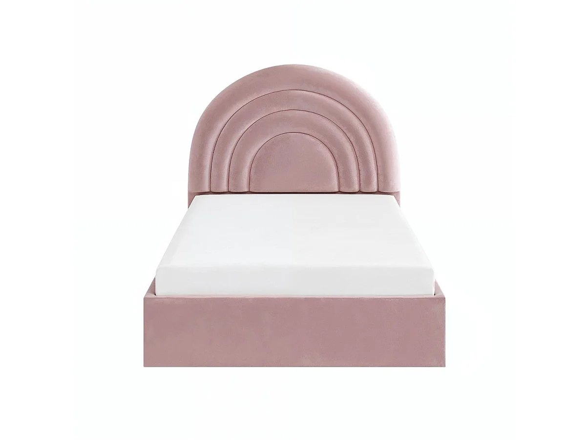 Flair Ava Small Double Ottoman Bed Pink Velvet