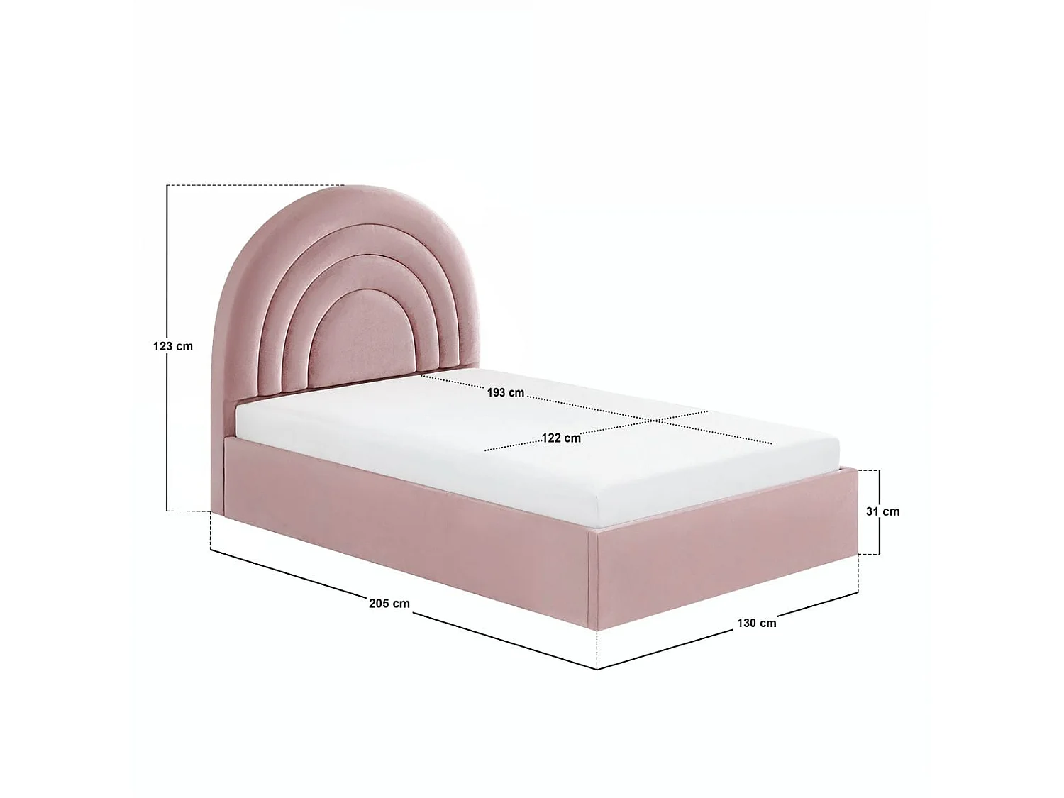 Flair Ava Small Double Ottoman Bed Pink Velvet