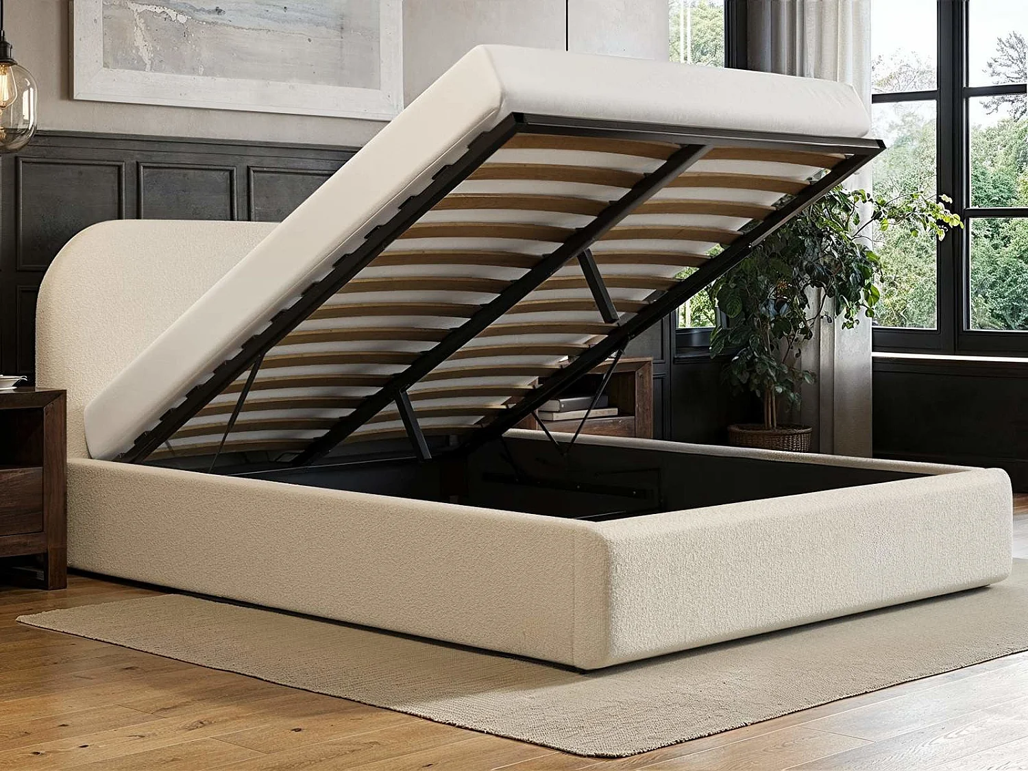Flair Alba Ottoman Bed Cream Boucle Double