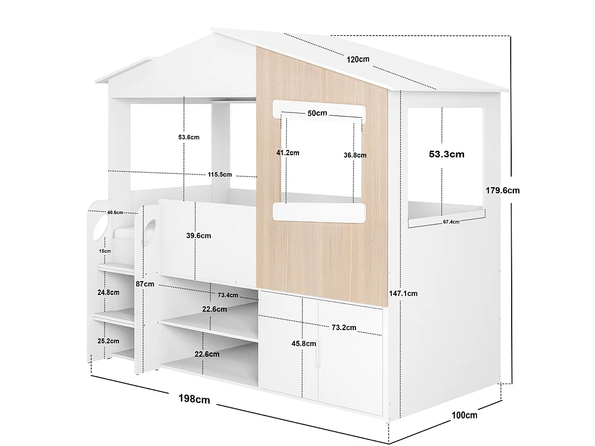 Flair Dreamland House Bed with Storage White & Oak