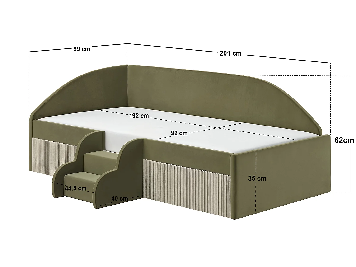 Flair Aviana Olive Green Velvet Low Sleeper Bed with Beige Cord