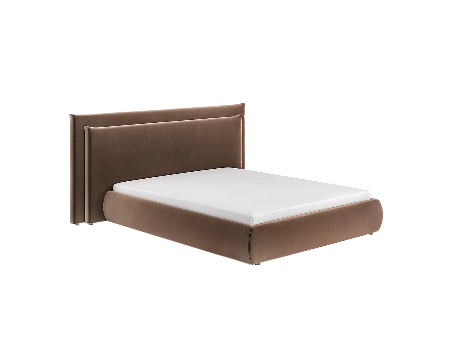 SOLACE+CO Sigrid Chocolate Velvet Cushion Headboard Ottoman Bed Double