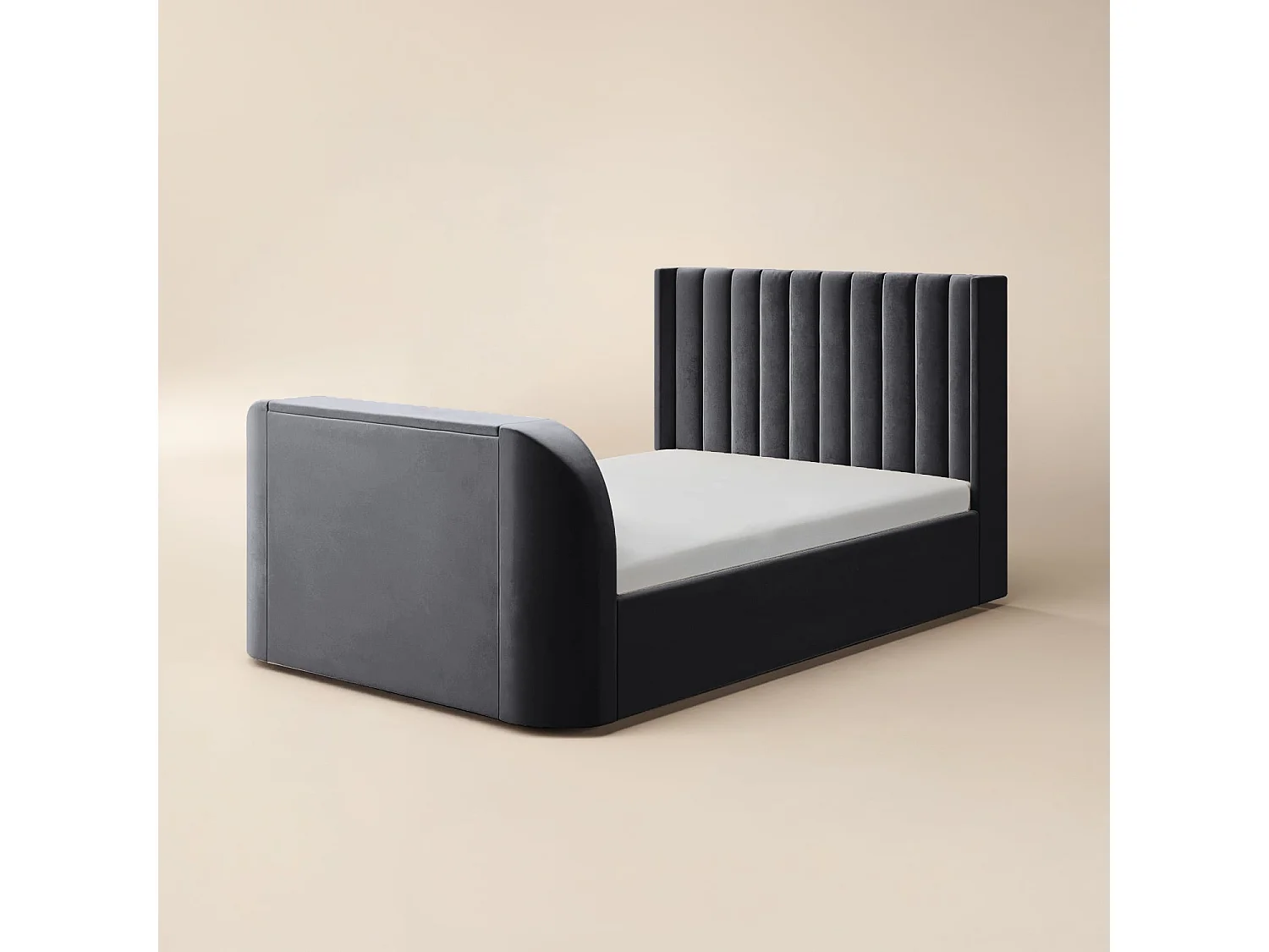 Flair Fallon TV Side Lift Ottoman Bed Charcoal Velvet Double