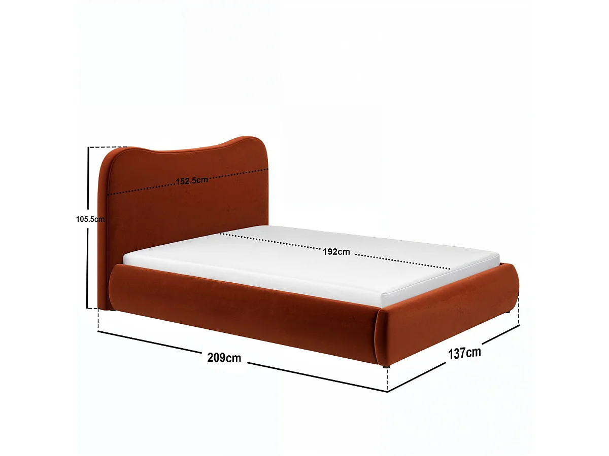 SOLACE+CO Ember Ottoman Bed Orange Velvet Double