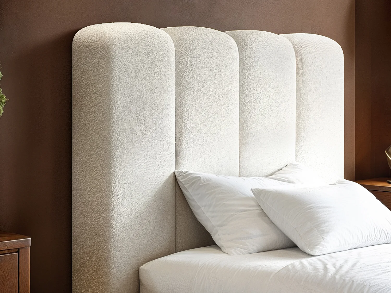 SOLACE+CO Emilie Ribbed Single Ottoman Bed Cream Boucle