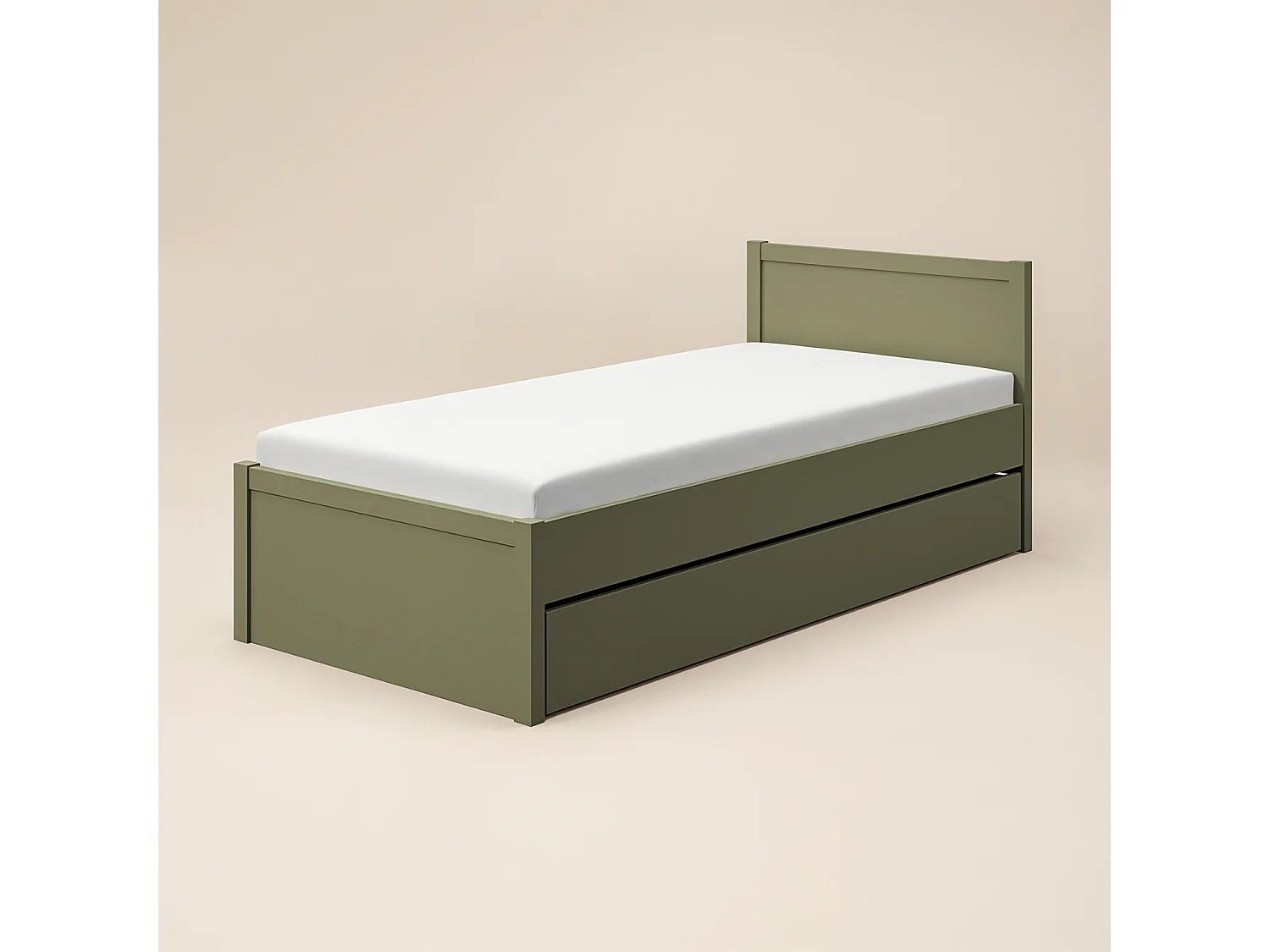 Flair Oli Single Wooden Bed with Drawers Olive Green
