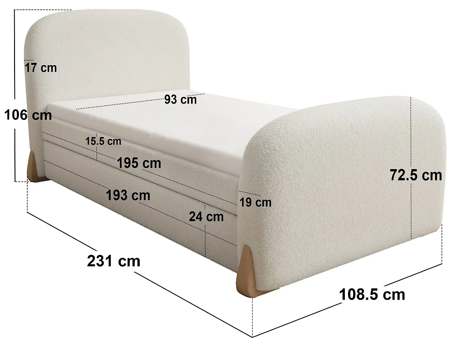 Flair Ines Day Bed with Trundle Cream