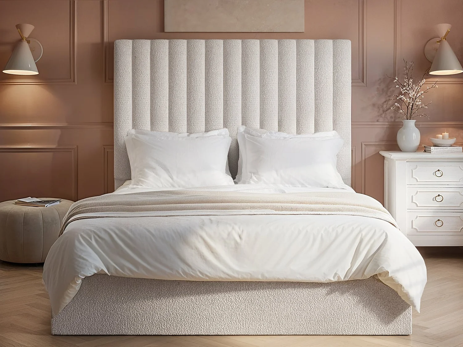 Flair Everley Boucle Ottoman Bed Cream Kingsize