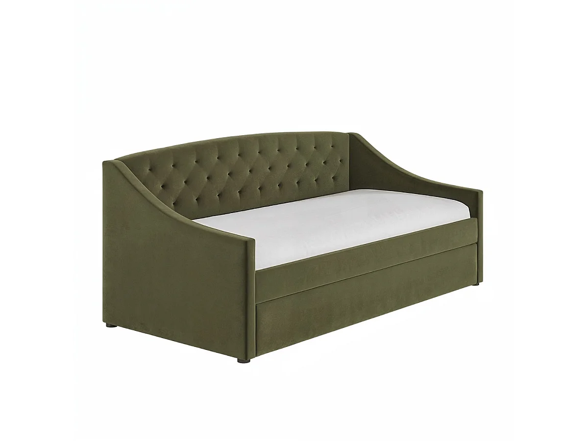 Flair Aurora Daybed with Trundle Khaki Green Velvet